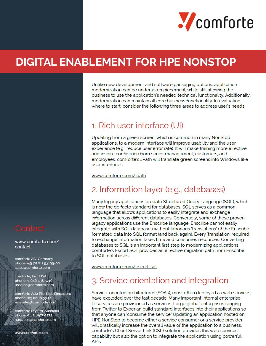 Fact sheet: Digital Enablement for HPE NonStop