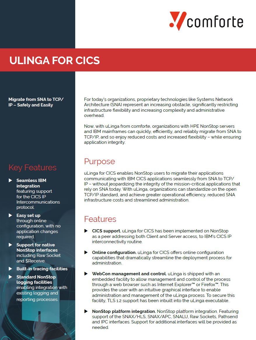 Fact sheet: uLinga for CICS